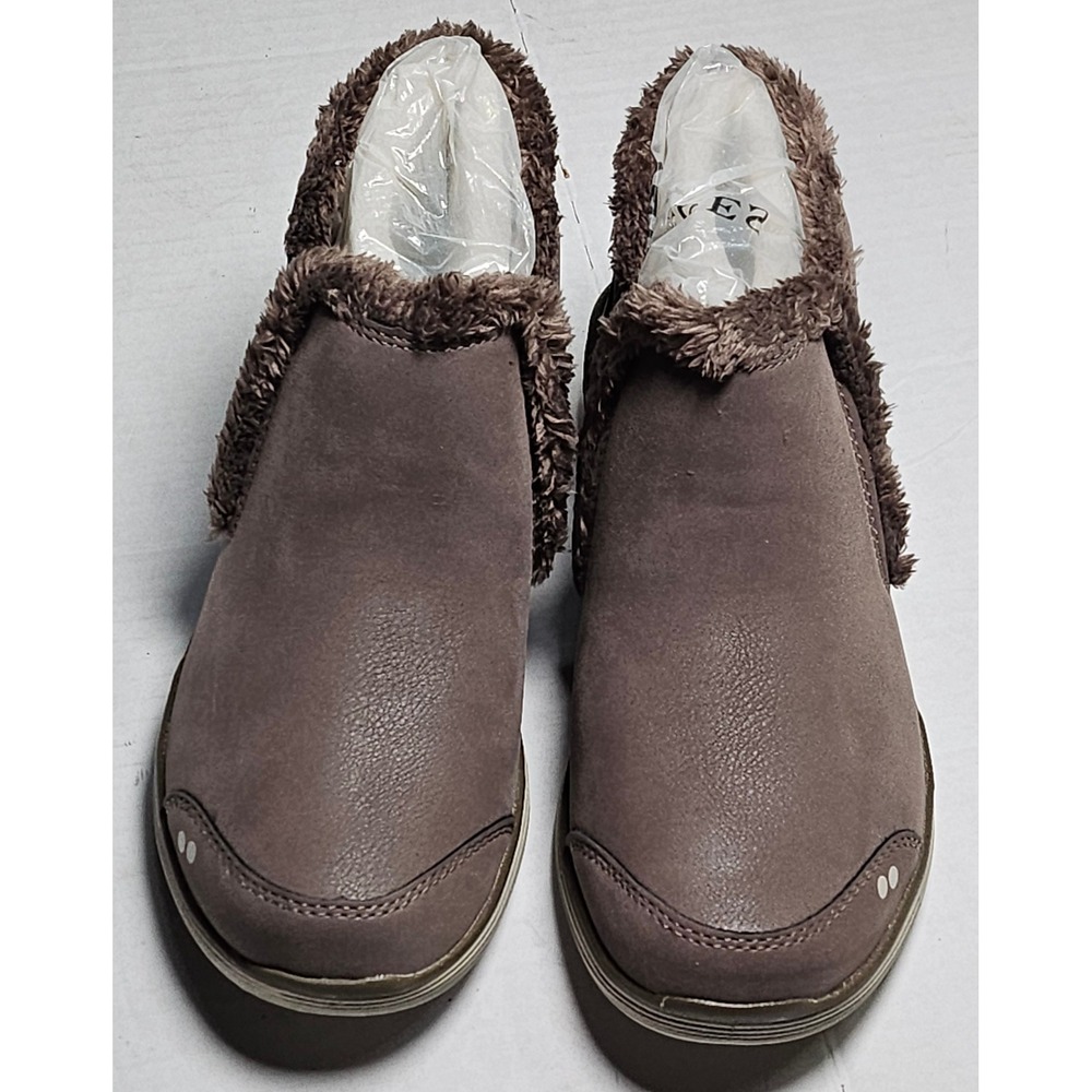 Ryka Namaste Womens Slip On Comfort Shoes Taupe Faux Fur Trim A295194 Size 5M